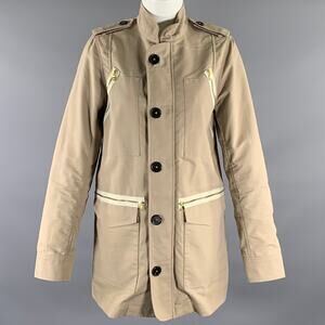ADAM LIPPES Size 6 Khaki Cotton Blend Military Jacket